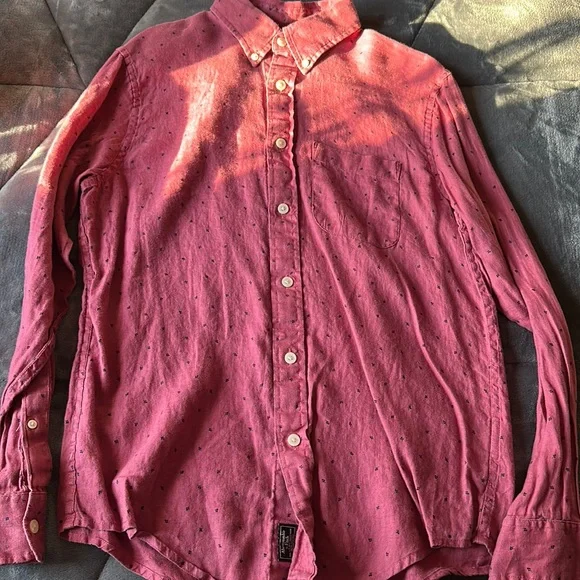 Red pattern button down - Picture 1 of 2